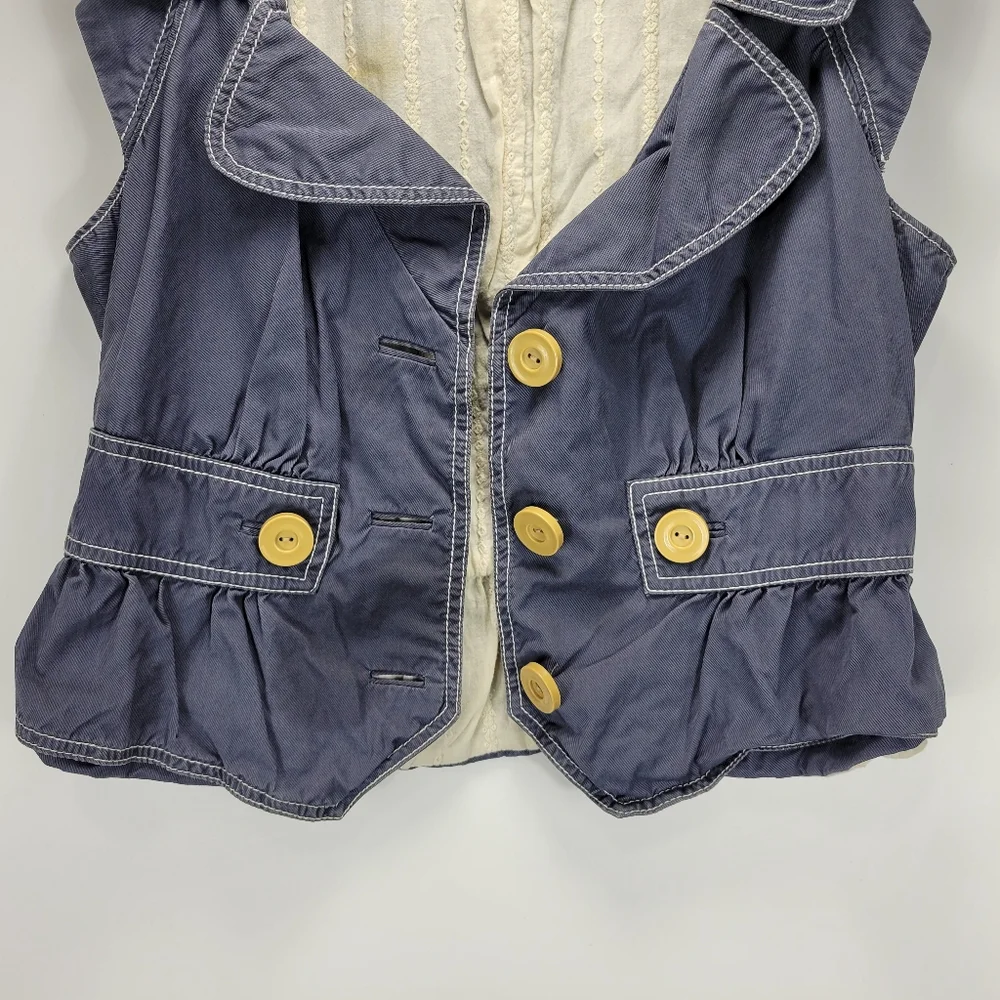 Elevenses Anthropologie Ruffle Button Top Womens 8 Dainty Festival Prairie Boho - Picture 7 of 11